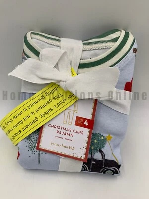 Pottery Barn Kids рождественские винтажные автомобили хлопок пижама комплект мульти 4 #H241G - Изображение 1 из 4