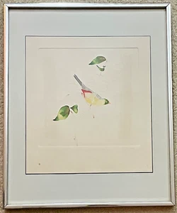 Guillermo Zuñiga (20th c. Peruvian) Signed Original Watercolor Etching Bird OOAK - Picture 1 of 6