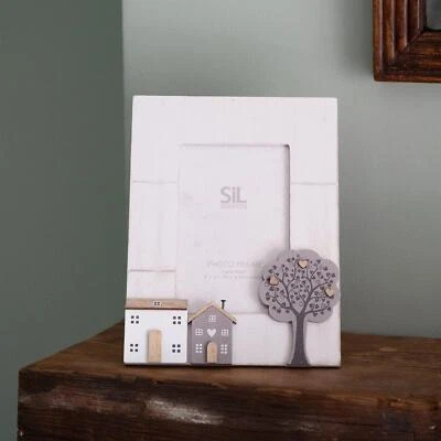 Medium Wooden Photo Frame 6x4” Country-Style Rustic Home Decor Tree Design - Image 1 of 3
