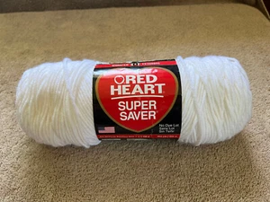 Vintage Red Heart 7 Oz Super Saver Yarn Skeins - White - 364 Yards - Picture 1 of 3