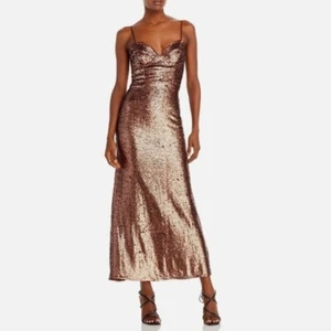 NWT $179 Bardot Sequin Embellished Bustier V-Neck Formal Maxi Evening Dress Gown - Picture 1 of 6