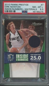 2010 PANINI PRESTIGE #7 DIRK NOWITZKI INSIDE NUMBERS MATERIALS 62/249 PSA 8.5 - Picture 1 of 2
