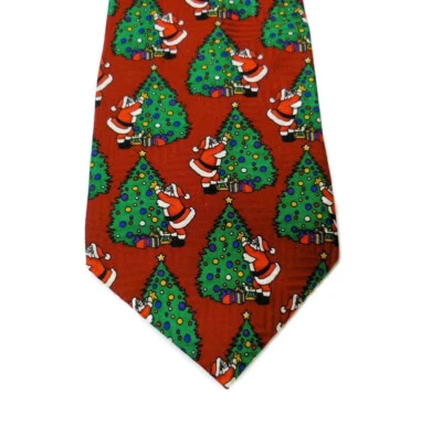 Corbata de Navidad Claybrooke roja árbol de Santa seda vacaciones hecha en EE. UU. Foto 1 de 4