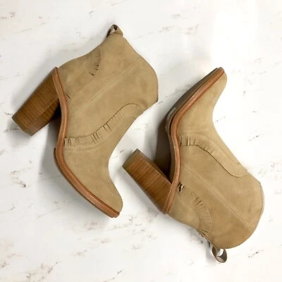 JOIE Womens New Mathilde Buff Suede Western Fringe Ankle Boots Size 35.5 - Image 1 of 4