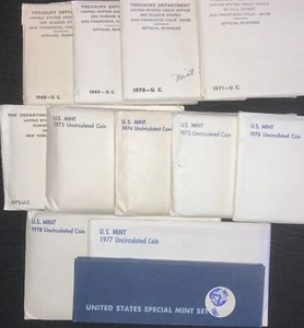 12 US Mints Sets 1967-1978; 12 SETS TOTAL Some Nice Toning - Picture 1 of 12