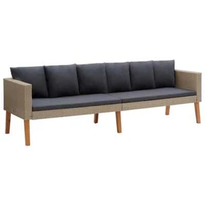 NNEVL 3-Seater Garden Sofa with Cushions Poly Rattan Beige - Picture 1 of 7