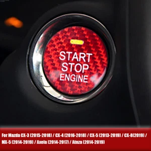 Red Carbon Fiber Car Start Stop Button Trim For Mazda CX-3 CX-4 CX-5 MX-5 Axela - Imagen 1 de 4