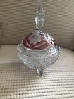 Crystal Dish With Lid , Candy, red  (Anna H&#252;tte) candy dish