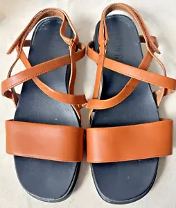 Camper Women Atonic TNK Orange Leather Wedge Strappy Sandal Size 39/9 EUC - Picture 1 of 7