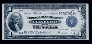 1918 $ 1 US Federal Reserve Bank of Cleveland nationale Währungsnote Sehr guter Zustand + - Bild 1 von 2