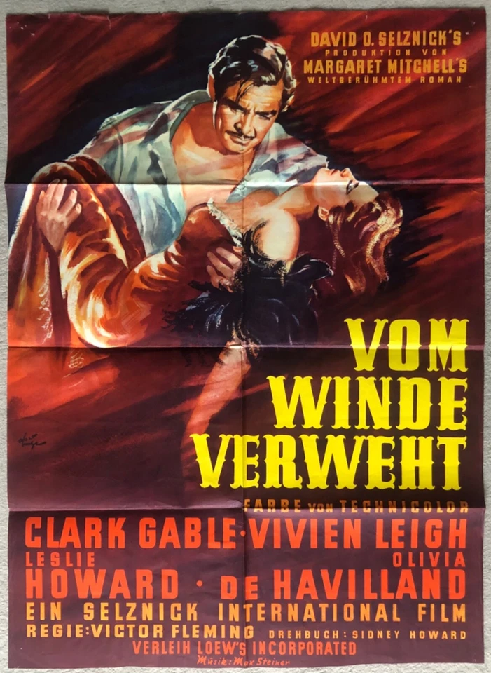 Vom Winde verweht  rares EA - Plakat 1953  Clark Gable  Vivien Leigh  Zustand! - Bild 1 von 4