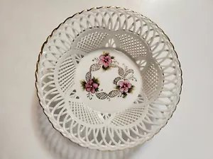 Tazón de porcelana Scheifele manufactura decoración floral pintado a mano raro y firmado - Imagen 1 de 6