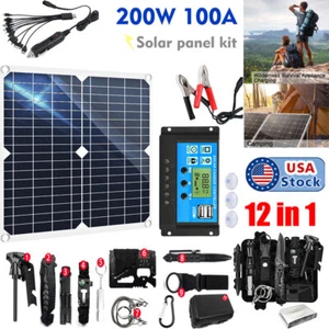 Solar Panels Kit +12-In-1 Outdoor Survival Camping Hiking Tactical Gear Backpack - Picture 1 of 33