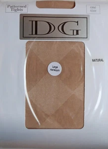 Dancing Girl One Size Harlequin Diamond Patterned Tights in Natural - Picture 1 of 4