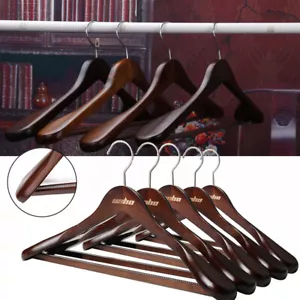 5PCS Vintage Wood Wide Shoulder Clothes Hanger Luxury Men Suit Coat Hanging Rack - Picture 1 of 12