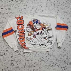 Vtg 80s Denver Broncos Large Print JACK DAVIS Sweatshirt S - Picture 1 of 12