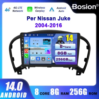 9" Autoradio Per Nissan Juke 2004-2016 Android 14 GPS Navi Car Play FM 8GB+256GB - Immagine 1 di 4