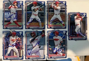 7 Karten Lot signiert Philadelphia Phillies 2024 Topps Bowman Draft 1ST Karte mit COA - Bild 1 von 1