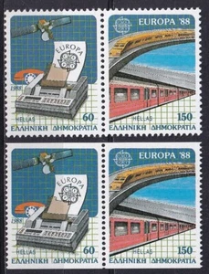 Greece 1988 Yvert #1665/68 Train Railroad Europe CEPT MNH VF - Picture 1 of 1