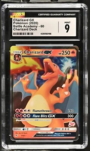 CGC Grado 9 Charizard GX 9/68 Destinos Ocultos Academia de Batalla 60 Estampillas Tarjeta de Pokémon - Imagen 1 de 2
