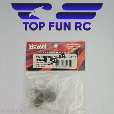Novak 5122 Mod 1 5mm Steel Pinion (3 Pack) 15 16 17 For Arrma BLX - Image 1 of 2