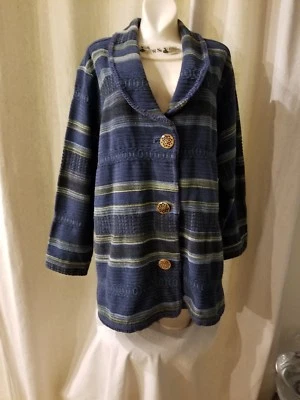 Cedar Canyon Clothing Co Azul Verde Ligero Chaqueta Suéter Mujer M India  Foto 1 de 4