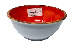 Tommy Bahama Melamine Serving Bowl Orange with Rattan Edge 10" - Picture 1 of 2