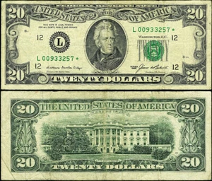 FR. 2075 L* $20 1985 Federal Reserve Note San Francisco L-* Block VF Star - Picture 1 of 3