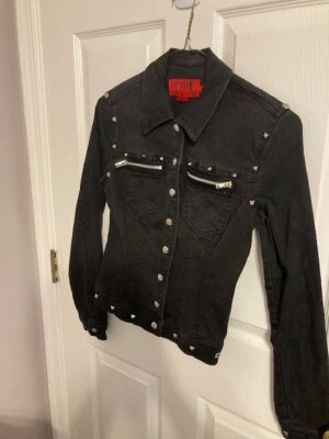 Tripp NYC черный джинсовой ткани с заклепками куртка JUNIOR размер с надписью "M", но маленький тонкий крой! - Изображение 1 из 4