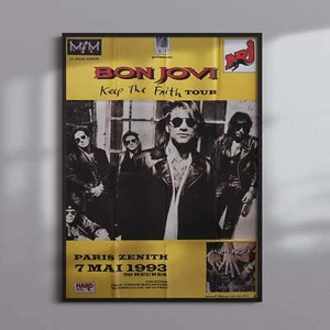 Affiche Vintage Originale - Bon Jovi - "Keep The Faith" Tour , Zénith - 1993 - Imagen 1 de 3
