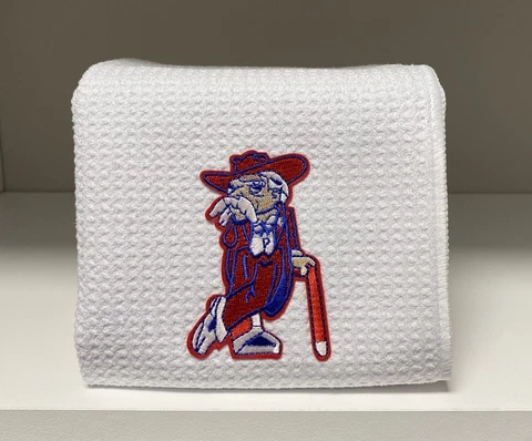 Ole Miss Rebels Golf Towel, 12 x 20, with carabiner, White Cover