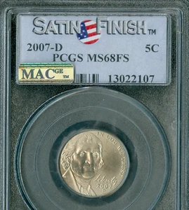 2007 D  JEFFERSON NICKEL PCGS MS68 FS SF 2ND FINEST GRADE MAC SPOTLESS * - Picture 1 of 2