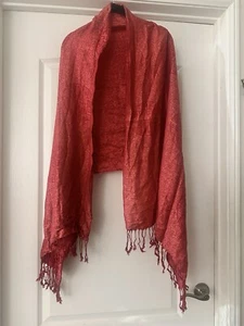 Sciarpa misto seta rosso pashmina - Foto 1 di 4