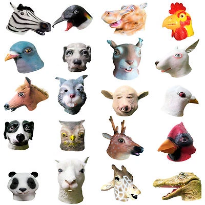 Animal Head Latex Masks Fancy Dress Party Animal Kingdom Rubber Overhead Mask