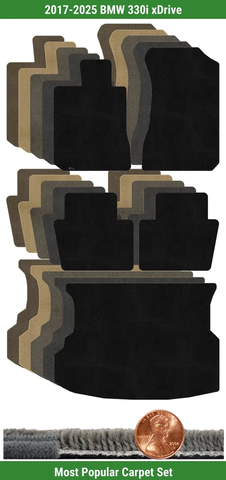 Juego de alfombrillas Ultimat personalizadas para BMW 330i xDrive 2017-2025 (5 piezas) #18W Foto 1 de 4