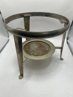 Soporte para calentador de tetera vintage de metal para frotar platos soporte para servir mediados de siglo Foto 1 de 4
