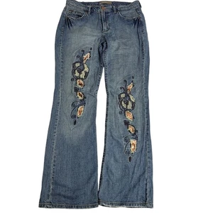 Vintage Y2K Z Cavaricci Jeans Size 12 Bell Bottom Flare Embroidered Sequins Boho - Picture 1 of 12