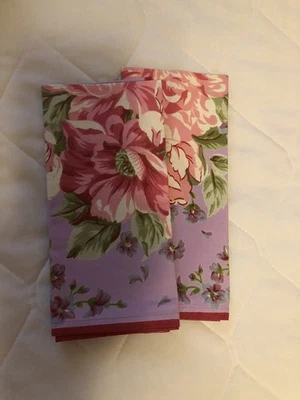April Cornell Luncheon Tea  Napkins “Blanche” Pink Purple Green Floral Set 2 - Image 1 of 2