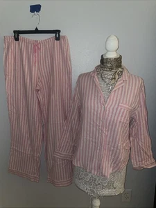 Set Pigiama Victoria’s Secret Taglia M Medium PJ Top/Fondo Rosa Righe Argento 2 Pezzi - Foto 1 di 13