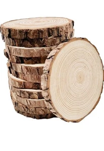 16 pcs Slice Natural Unfinished Wooden Circles Rustic Wood with Bark for ArtsDIY - Picture 1 of 4