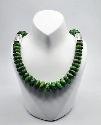 Jay King DTR Mine Finds Sterling Silver Green Turquoise Graduated Necklace 20" - Image 1 of 4