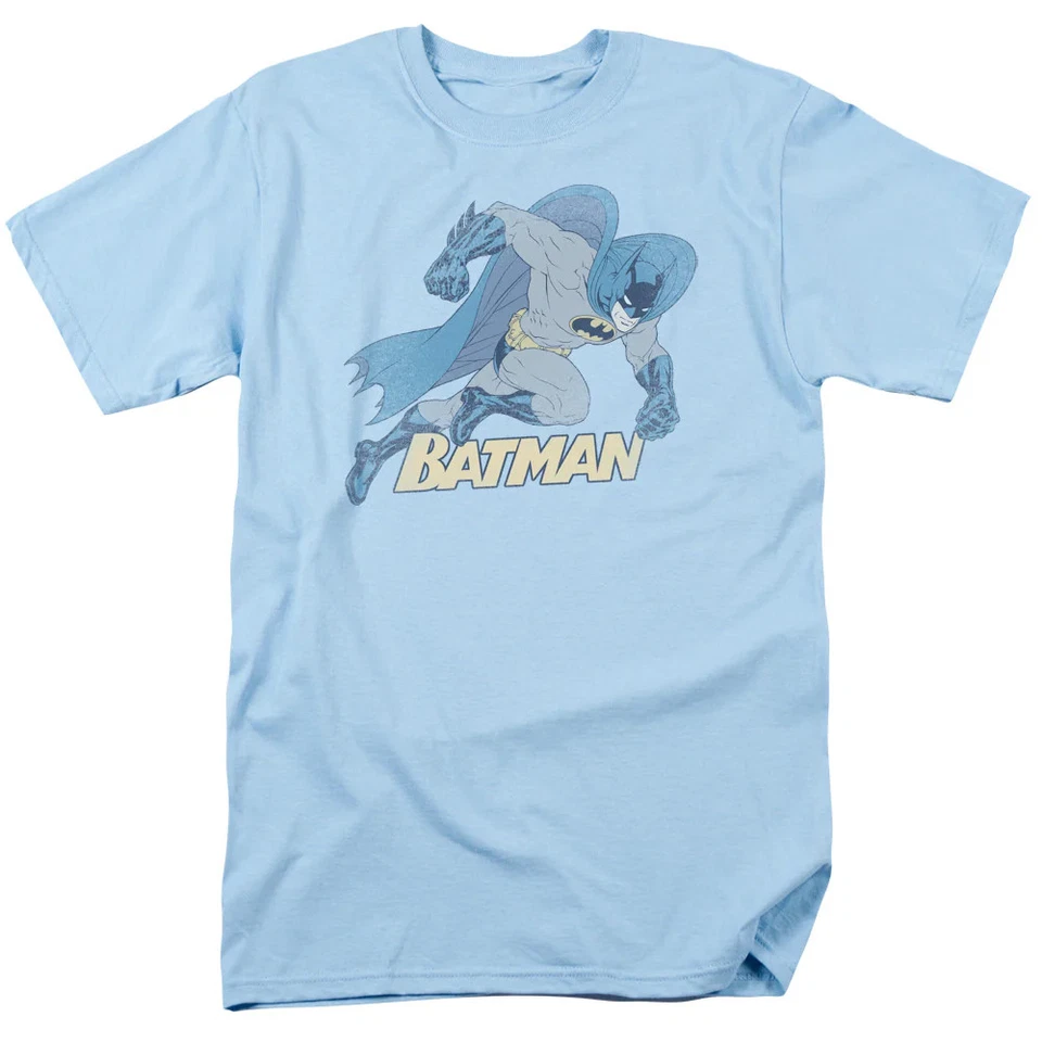 Batman Running Retro Mens T Shirt Light Blue - Image 1 of 1