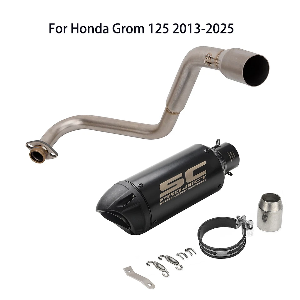 For Honda Grom 125 2013-2025 Slip On Exhaust System Pipe Kits Muffler Tail Pipe Foto 1 de 4