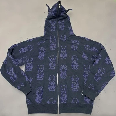 A BATHING APE BAPE DC 漫画全拉链连帽衫紫色 S 蝙蝠侠 超人 日本 好 — 第 1/4 张图片