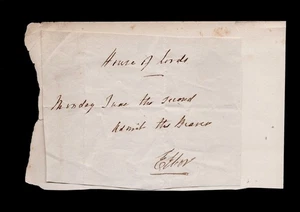 Lord Eldon Lord Canciller de Gran Bretaña Cámara de los Lores Admisión Autógrafo - Imagen 1 de 1