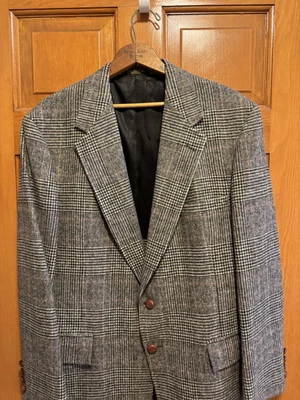 VTG Evan-Picone Filene’s Gray Houndstooth Plaid Blazer Size 43R Sport Coat USA - Image 1 of 4