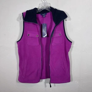 Chaps Magenta Fleece Weste Gr. Lg Logo Full Zip Taschen Neu mit Etikett - Bild 1 von 6
