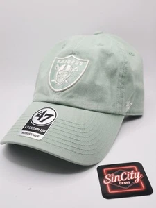 Las Vegas Raiders NFL '47 Brand Clean Up Eucalyptus Mint Green Adjustable Hat - Picture 1 of 8