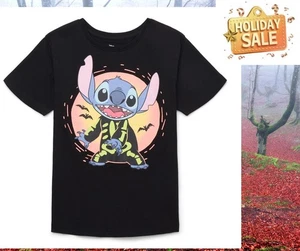 Camiseta Stitch Skeleton Niñas TALLA M 7-8 Halloween Manga Corta Gráfico, Negra - Imagen 1 de 12