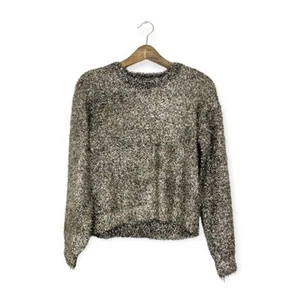 Treasure & Bond Girl's Sweater Metallic Gold Tinsel Long Sleeve Sweater XL - Picture 1 of 6